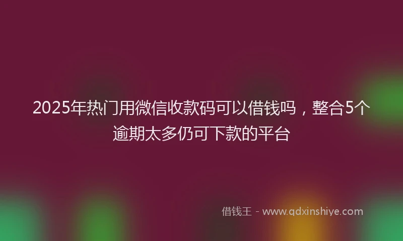 2025年热门用微信收款码可以借钱吗，整合5个逾期太多仍可下款的平台
