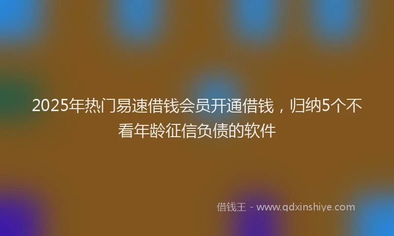 2025年热门易速借钱会员开通借钱，归纳5个不看年龄征信负债的软件