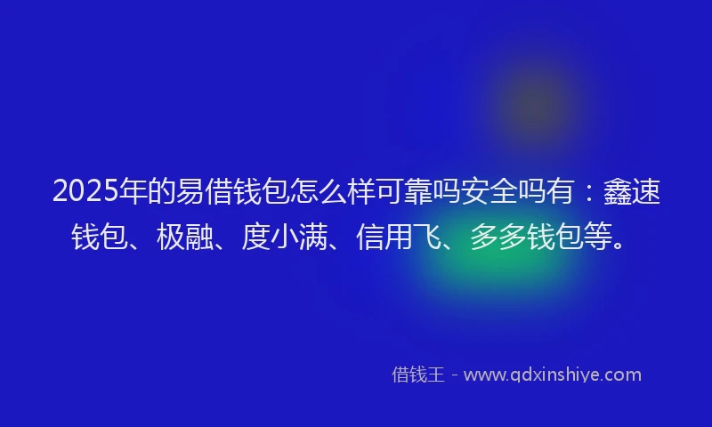 2025年的易借钱包怎么样可靠吗安全吗有：鑫速钱包、极融、度小满、信用飞、多多钱包等。