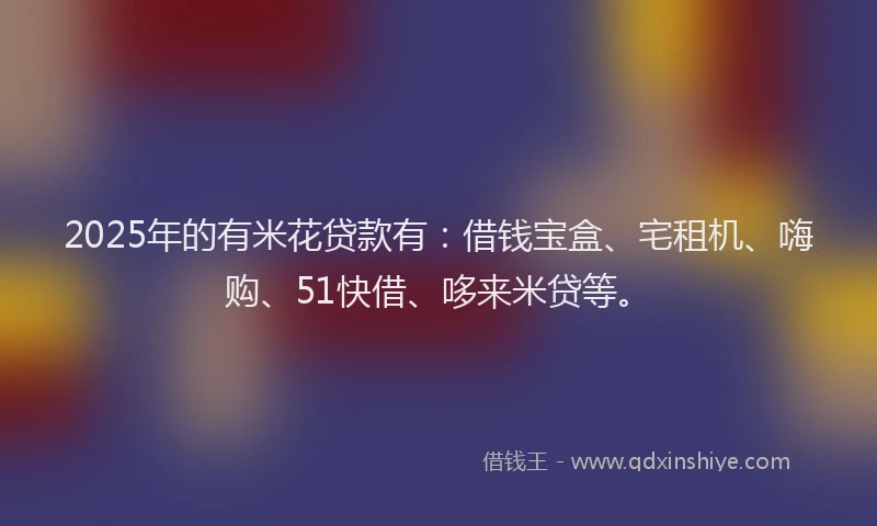 2025年的有米花贷款有：借钱宝盒、宅租机、嗨购、51快借、哆来米贷等。