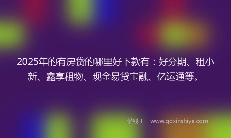 2025年的有房贷的哪里好下款有：好分期、租小新、鑫享租物、现金易贷宝融、亿运通等。