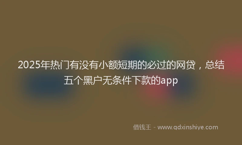 2025年热门有没有小额短期的必过的网贷，总结五个黑户无条件下款的app