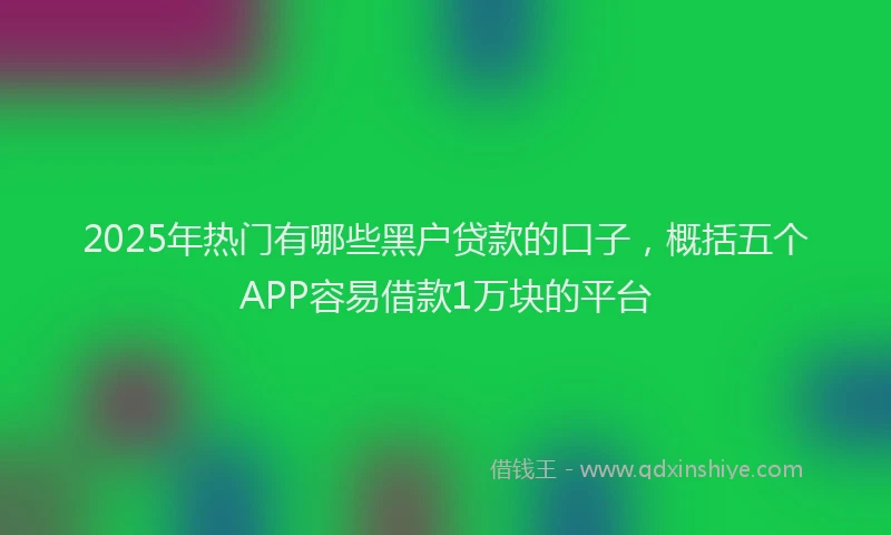 2025年热门有哪些黑户贷款的口子，概括五个APP容易借款1万块的平台