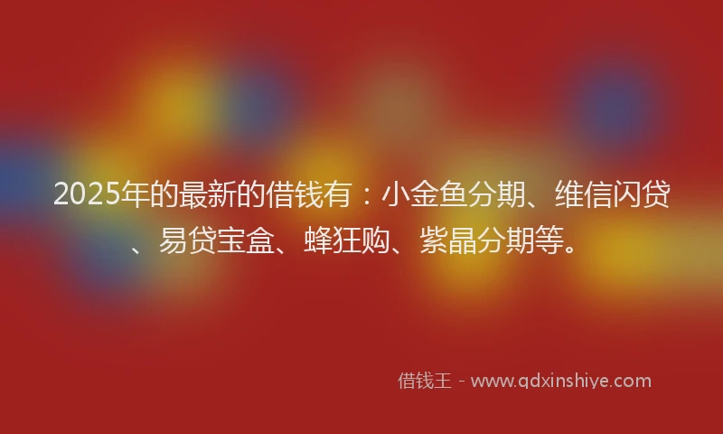 2025年的最新的借钱有：小金鱼分期、维信闪贷、易贷宝盒、蜂狂购、紫晶分期等。