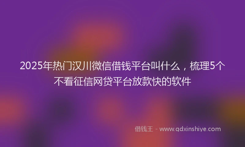 2025年热门汉川微信借钱平台叫什么，梳理5个不看征信网贷平台放款快的软件