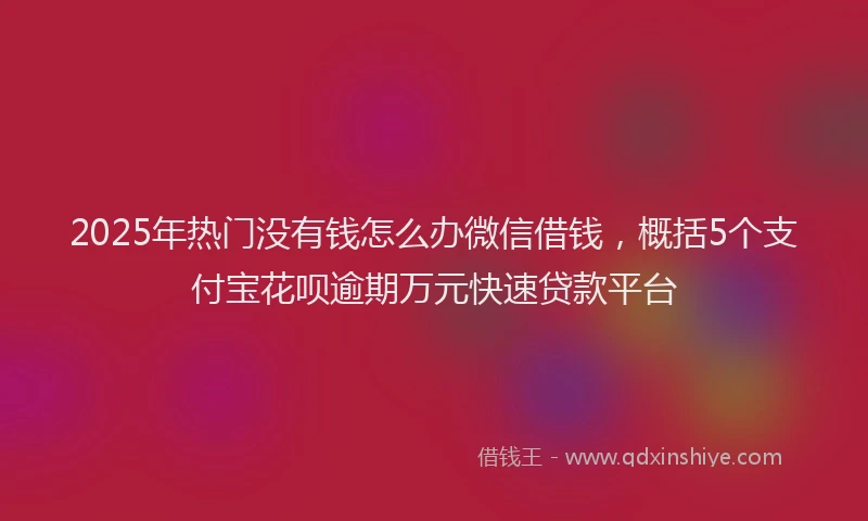 2025年热门没有钱怎么办微信借钱，概括5个支付宝花呗逾期万元快速贷款平台