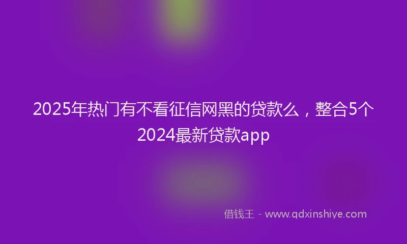 2025年热门有不看征信网黑的贷款么，整合5个2024最新贷款app