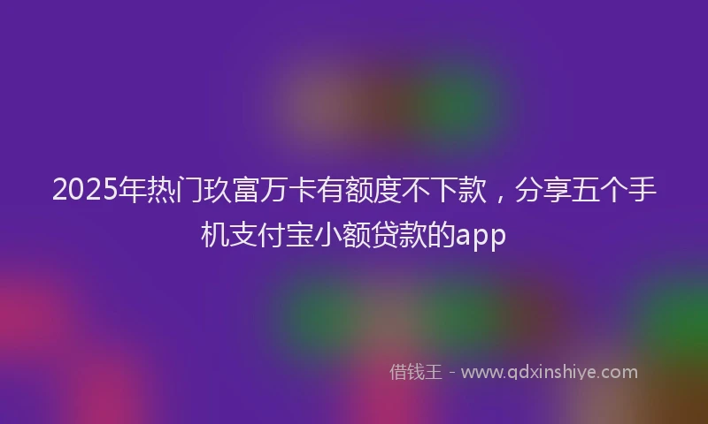 2025年热门玖富万卡有额度不下款，分享五个手机支付宝小额贷款的app