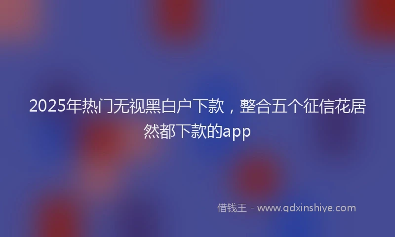 2025年热门无视黑白户下款，整合五个征信花居然都下款的app