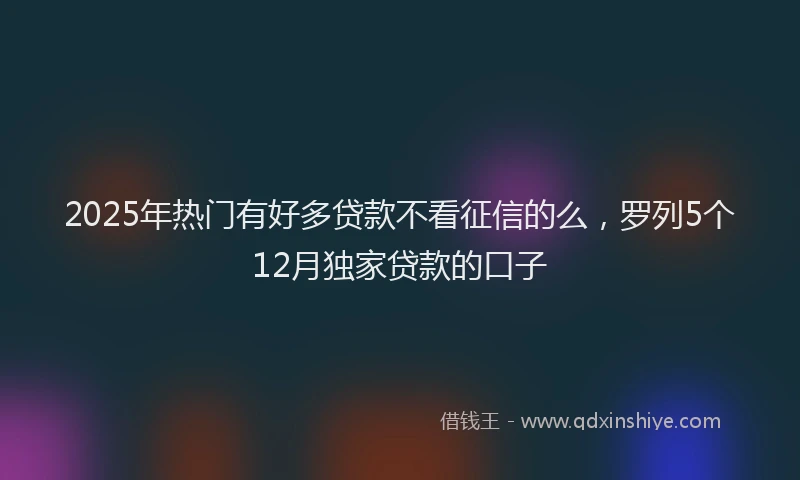 2025年热门有好多贷款不看征信的么，罗列5个12月独家贷款的口子