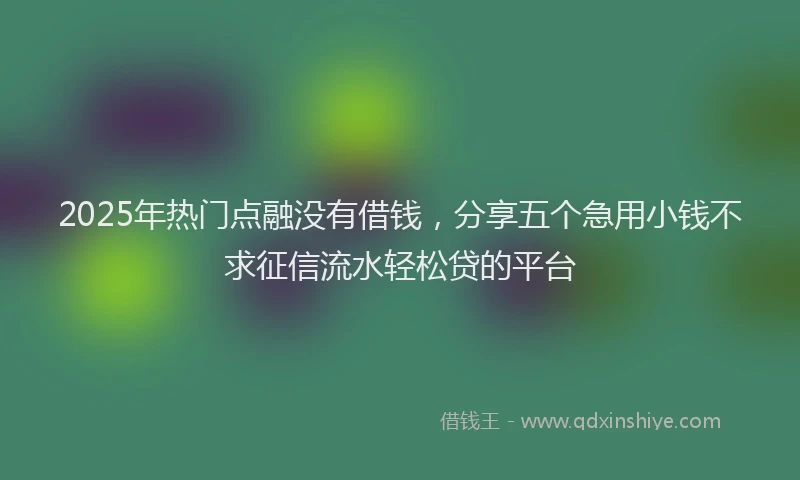 2025年热门点融没有借钱，分享五个急用小钱不求征信流水轻松贷的平台
