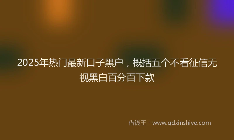 2025年热门最新口子黑户，概括五个不看征信无视黑白百分百下款