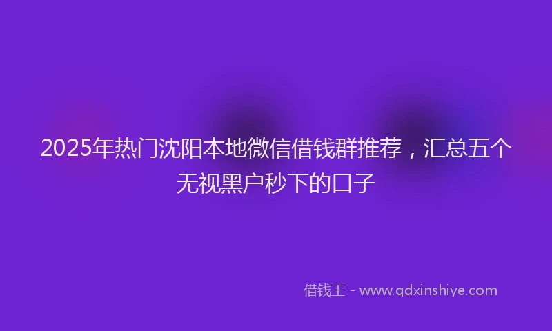 2025年热门沈阳本地微信借钱群推荐，汇总五个无视黑户秒下的口子