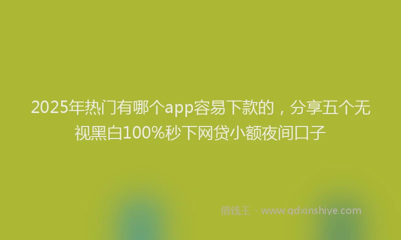 2025年热门有哪个app容易下款的，分享五个无视黑白100%秒下网贷小额夜间口子
