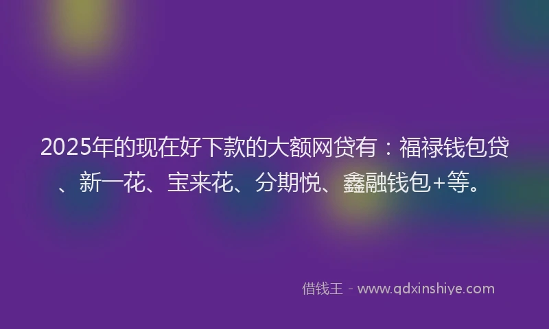 2025年的现在好下款的大额网贷有：福禄钱包贷、新一花、宝来花、分期悦、鑫融钱包+等。