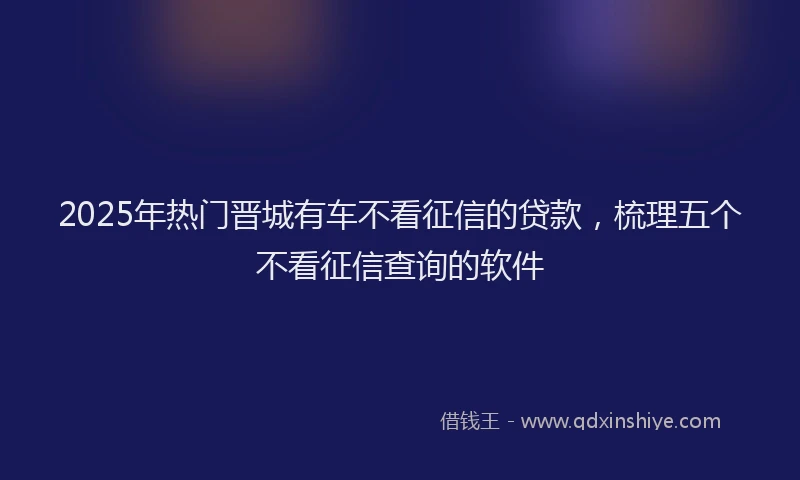 2025年热门晋城有车不看征信的贷款，梳理五个不看征信查询的软件