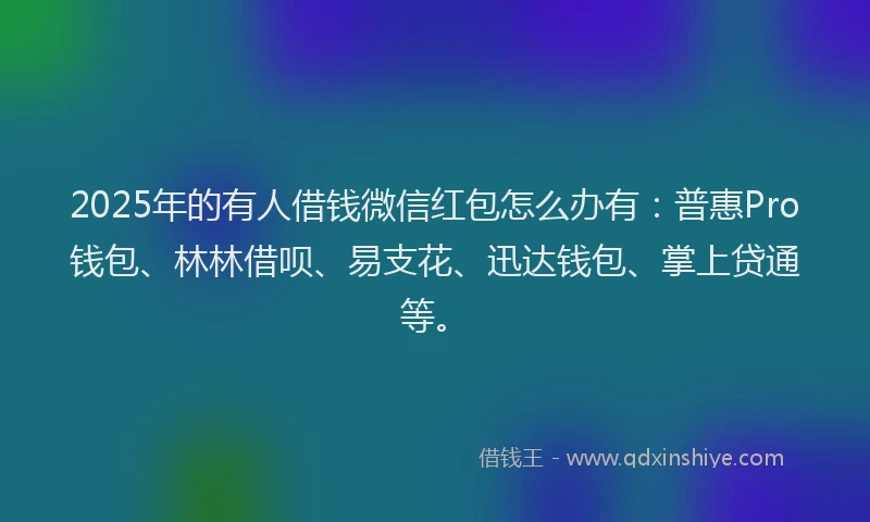 2025年的有人借钱微信红包怎么办有：普惠Pro钱包、林林借呗、易支花、迅达钱包、掌上贷通等。