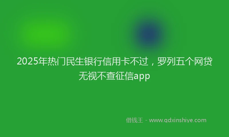 2025年热门民生银行信用卡不过，罗列五个网贷无视不查征信app