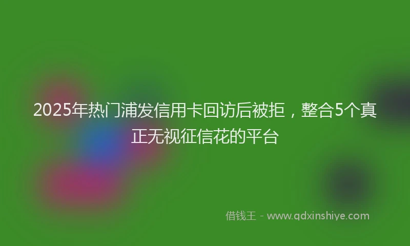 2025年热门浦发信用卡回访后被拒，整合5个真正无视征信花的平台