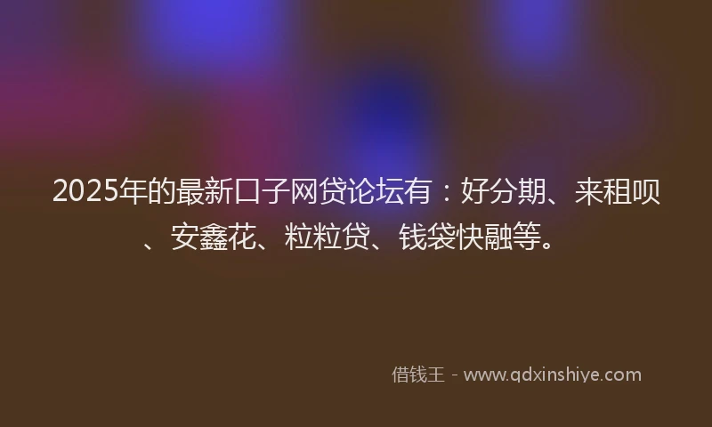 2025年的最新口子网贷论坛有：好分期、来租呗、安鑫花、粒粒贷、钱袋快融等。