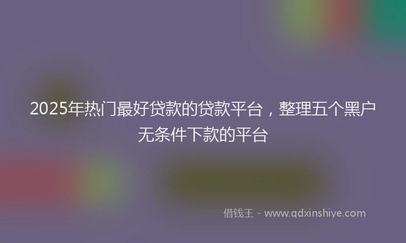 2025年热门最好贷款的贷款平台，整理五个黑户无条件下款的平台