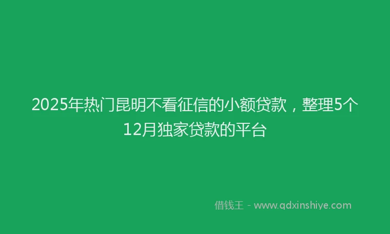 2025年热门昆明不看征信的小额贷款，整理5个12月独家贷款的平台