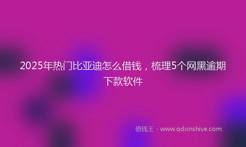2025年热门比亚迪怎么借钱，梳理5个网黑逾期下款软件
