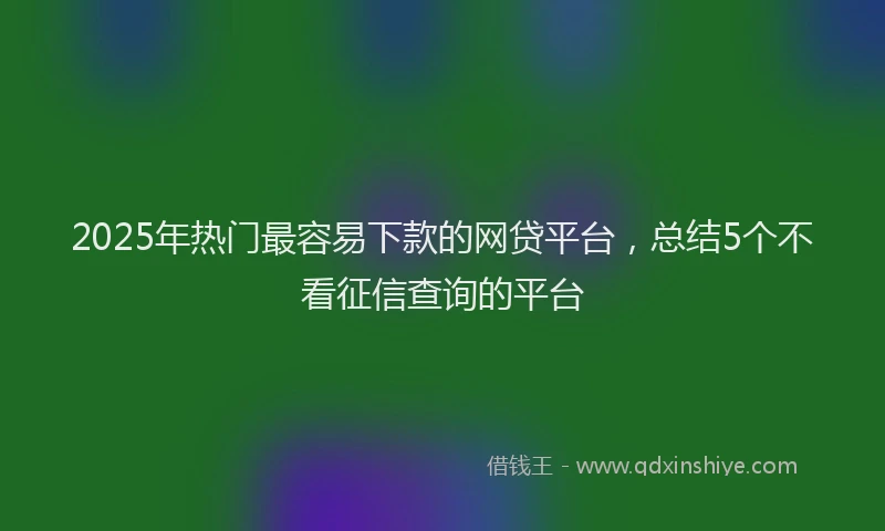 2025年热门最容易下款的网贷平台，总结5个不看征信查询的平台