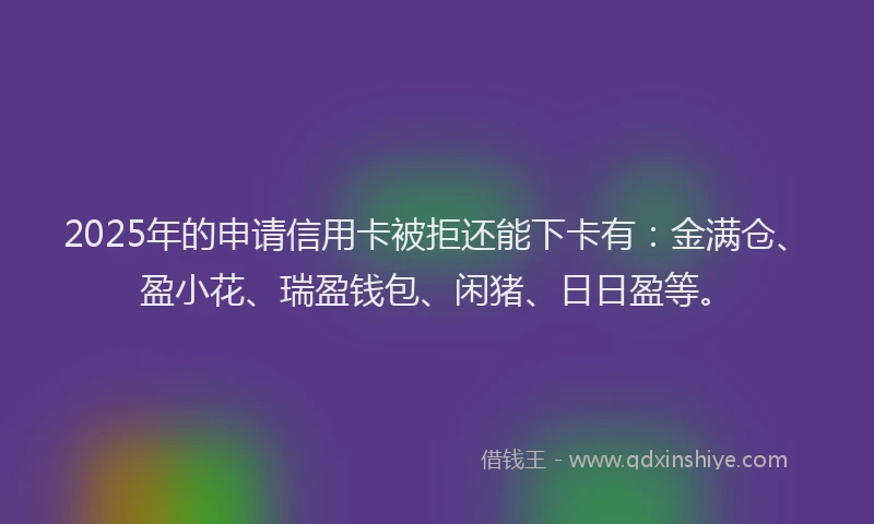 2025年的申请信用卡被拒还能下卡有：金满仓、盈小花、瑞盈钱包、闲猪、日日盈等。
