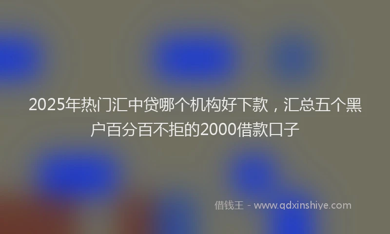 2025年热门汇中贷哪个机构好下款，汇总五个黑户百分百不拒的2000借款口子