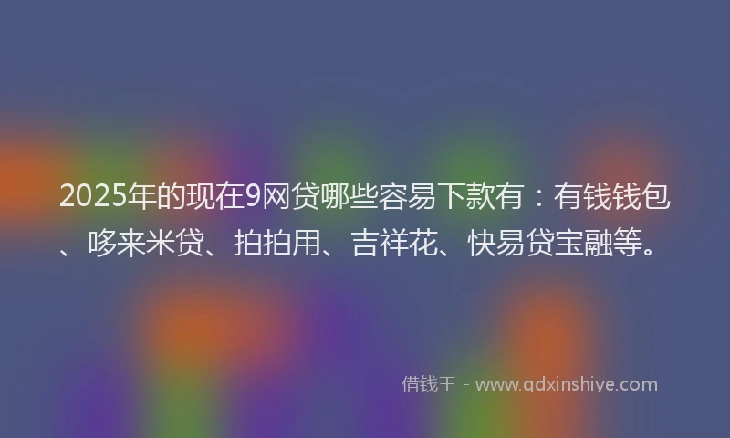 2025年的现在9网贷哪些容易下款有：有钱钱包、哆来米贷、拍拍用、吉祥花、快易贷宝融等。