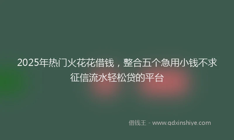 2025年热门火花花借钱，整合五个急用小钱不求征信流水轻松贷的平台