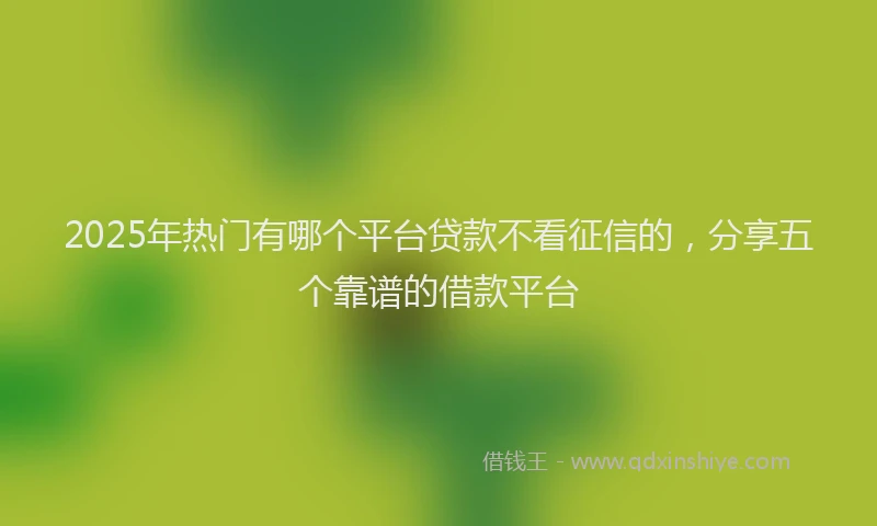 2025年热门有哪个平台贷款不看征信的，分享五个靠谱的借款平台
