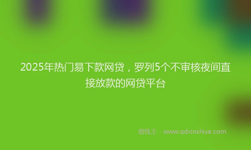 2025年热门易下款网贷，罗列5个不审核夜间直接放款的网贷平台