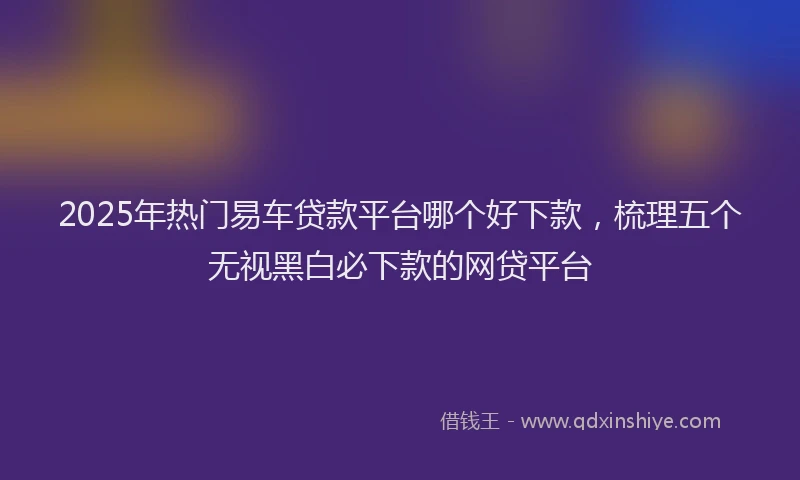 2025年热门易车贷款平台哪个好下款，梳理五个无视黑白必下款的网贷平台