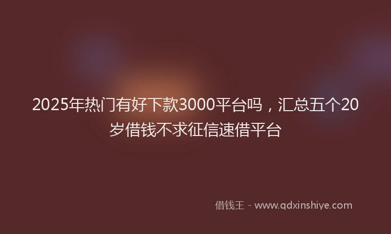 2025年热门有好下款3000平台吗，汇总五个20岁借钱不求征信速借平台