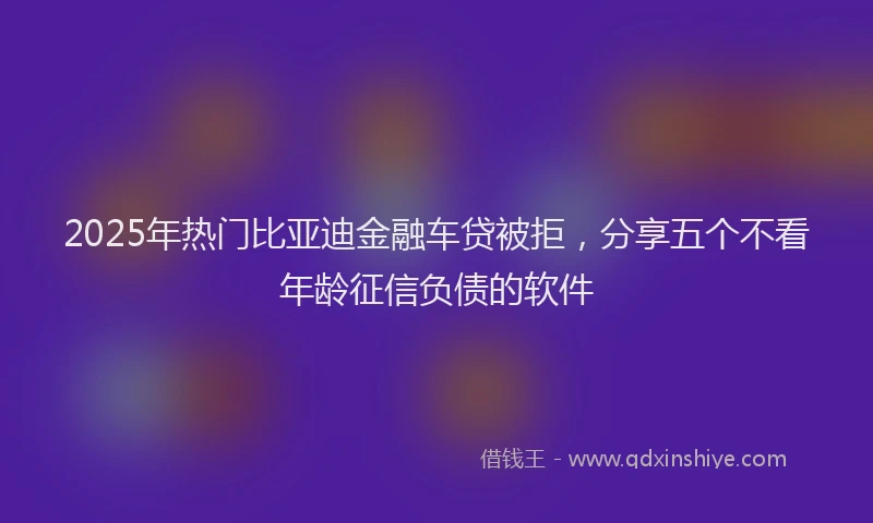 2025年热门比亚迪金融车贷被拒，分享五个不看年龄征信负债的软件