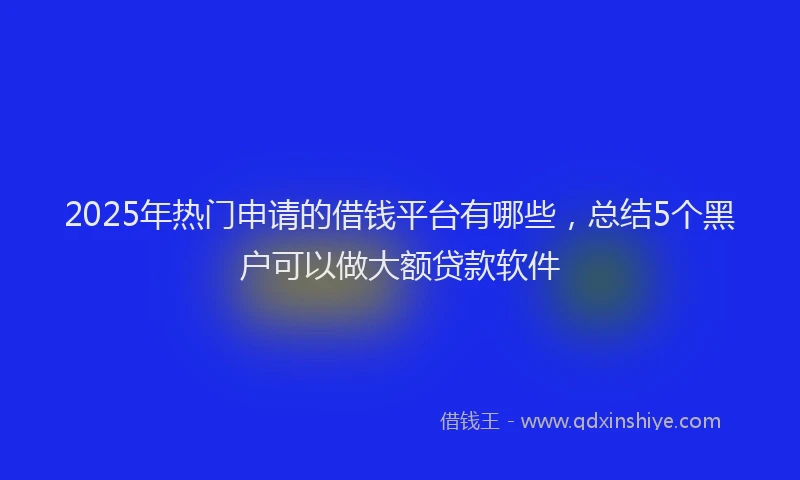 2025年热门申请的借钱平台有哪些，总结5个黑户可以做大额贷款软件