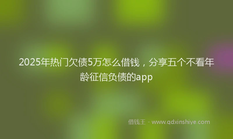 2025年热门欠债5万怎么借钱，分享五个不看年龄征信负债的app