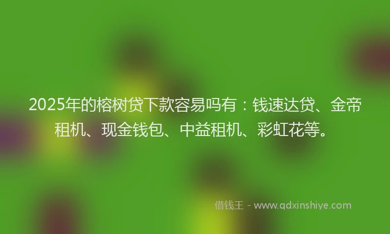 2025年的榕树贷下款容易吗有：钱速达贷、金帝租机、现金钱包、中益租机、彩虹花等。
