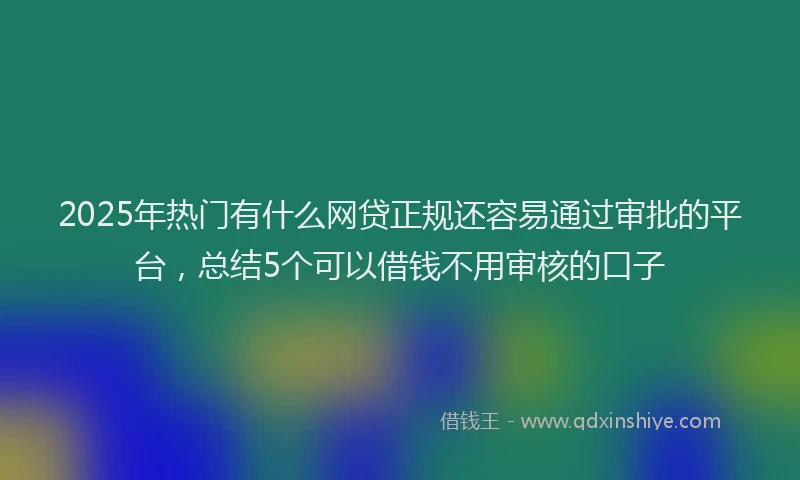 2025年热门有什么网贷正规还容易通过审批的平台，总结5个可以借钱不用审核的口子