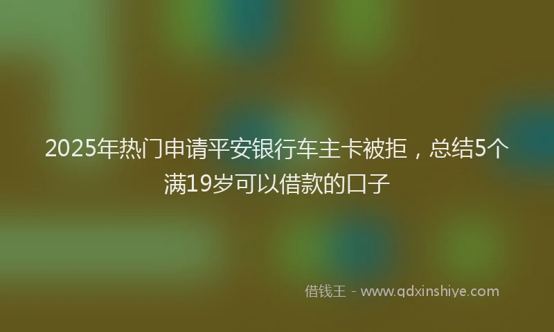 2025年热门申请平安银行车主卡被拒，总结5个满19岁可以借款的口子