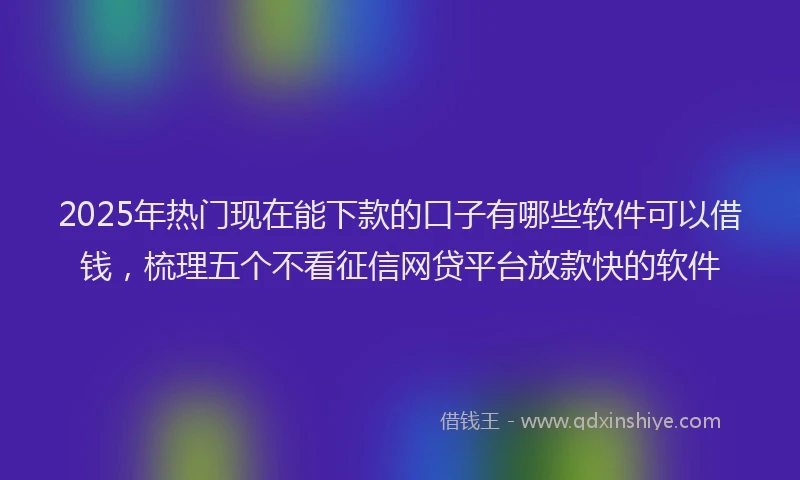 2025年热门现在能下款的口子有哪些软件可以借钱，梳理五个不看征信网贷平台放款快的软件