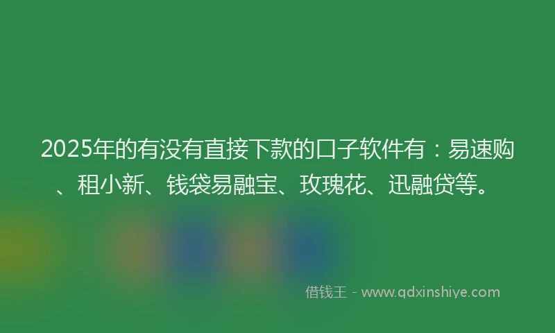 2025年的有没有直接下款的口子软件有：易速购、租小新、钱袋易融宝、玫瑰花、迅融贷等。