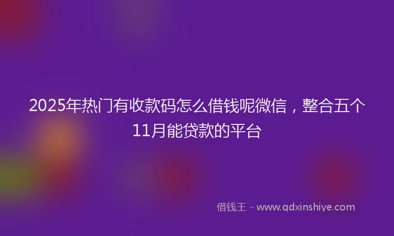 2025年热门有收款码怎么借钱呢微信，整合五个11月能贷款的平台