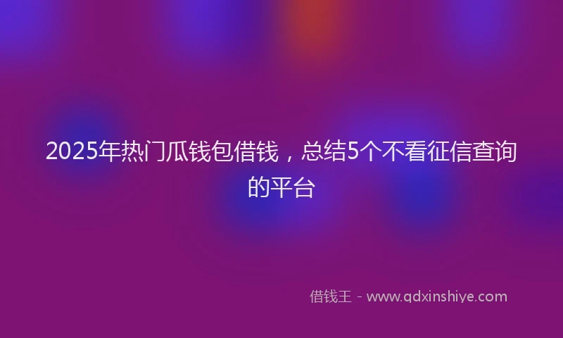 2025年热门瓜钱包借钱，总结5个不看征信查询的平台