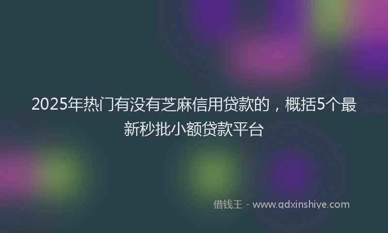 2025年热门有没有芝麻信用贷款的，概括5个最新秒批小额贷款平台