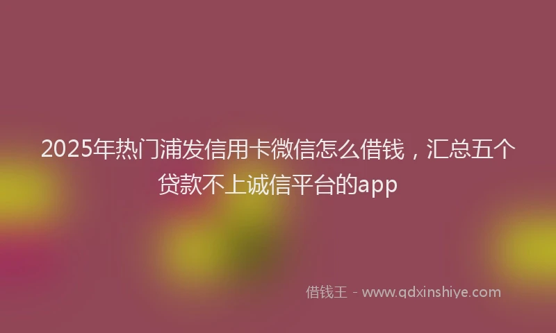 2025年热门浦发信用卡微信怎么借钱，汇总五个贷款不上诚信平台的app