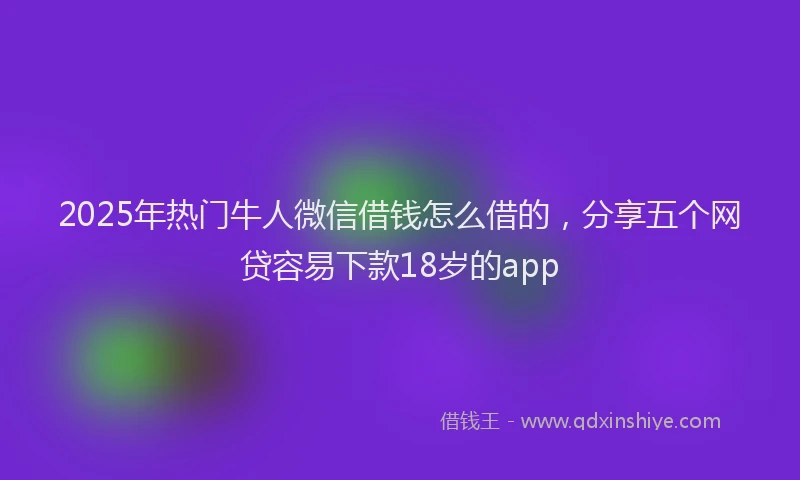 2025年热门牛人微信借钱怎么借的，分享五个网贷容易下款18岁的app