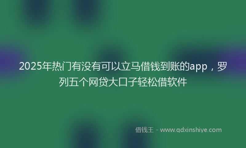 2025年热门有没有可以立马借钱到账的app，罗列五个网贷大口子轻松借软件
